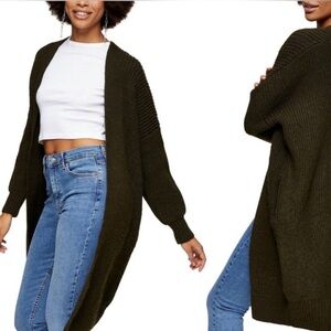 (A2) Topshop ribbed open front cardigan with side pocket, Size 0-2 - XSmall, NWT